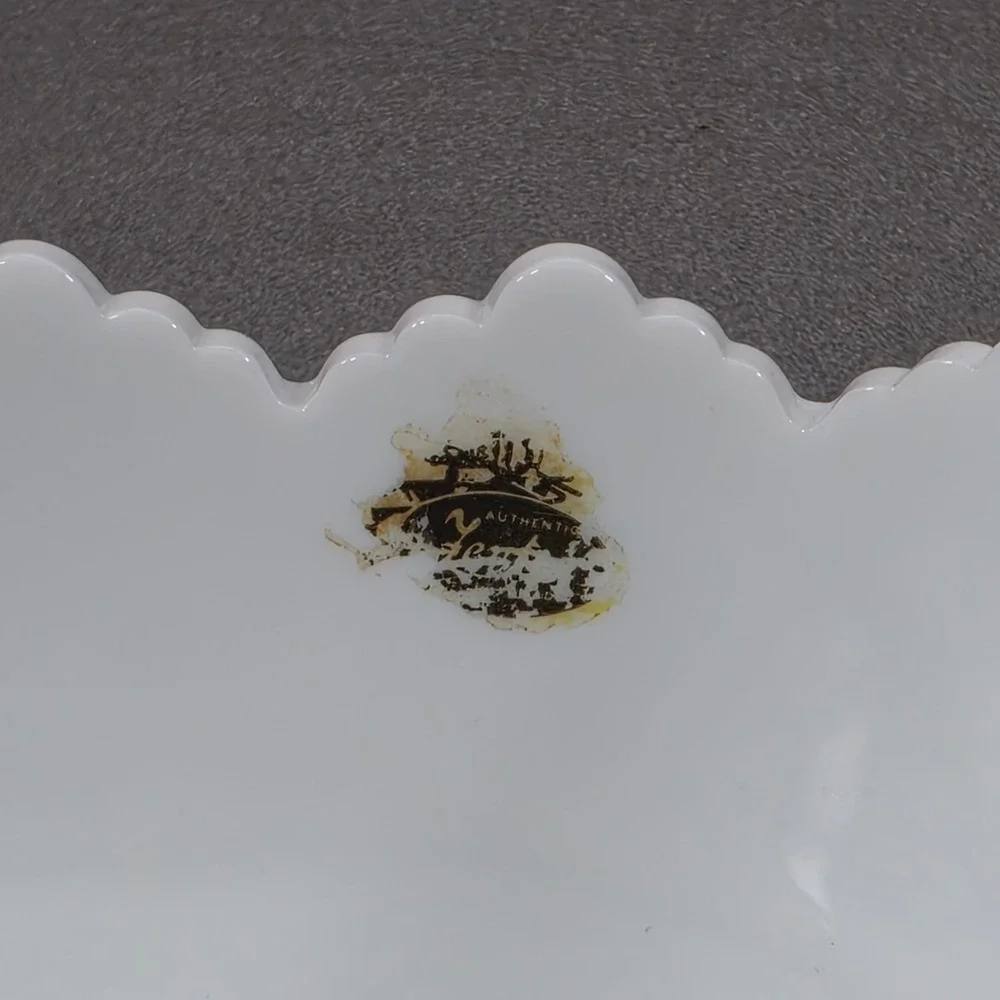 Fenton Hobnail Planter Milk‎ Glass White Excellent Scalloped Rectangular Bowl